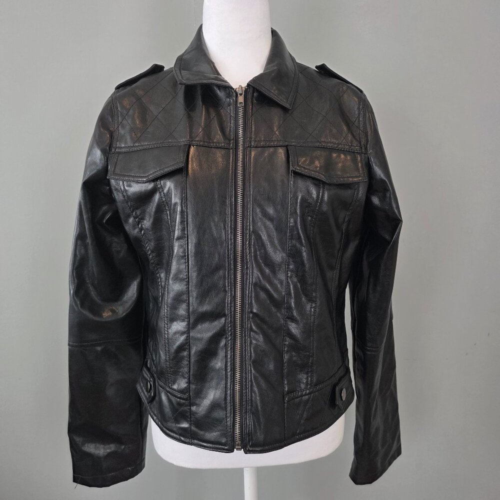DEB Vintage Y2K Vegan Leather Moto Jacket MD Punk Goth Streetwear Grunge Witchy
